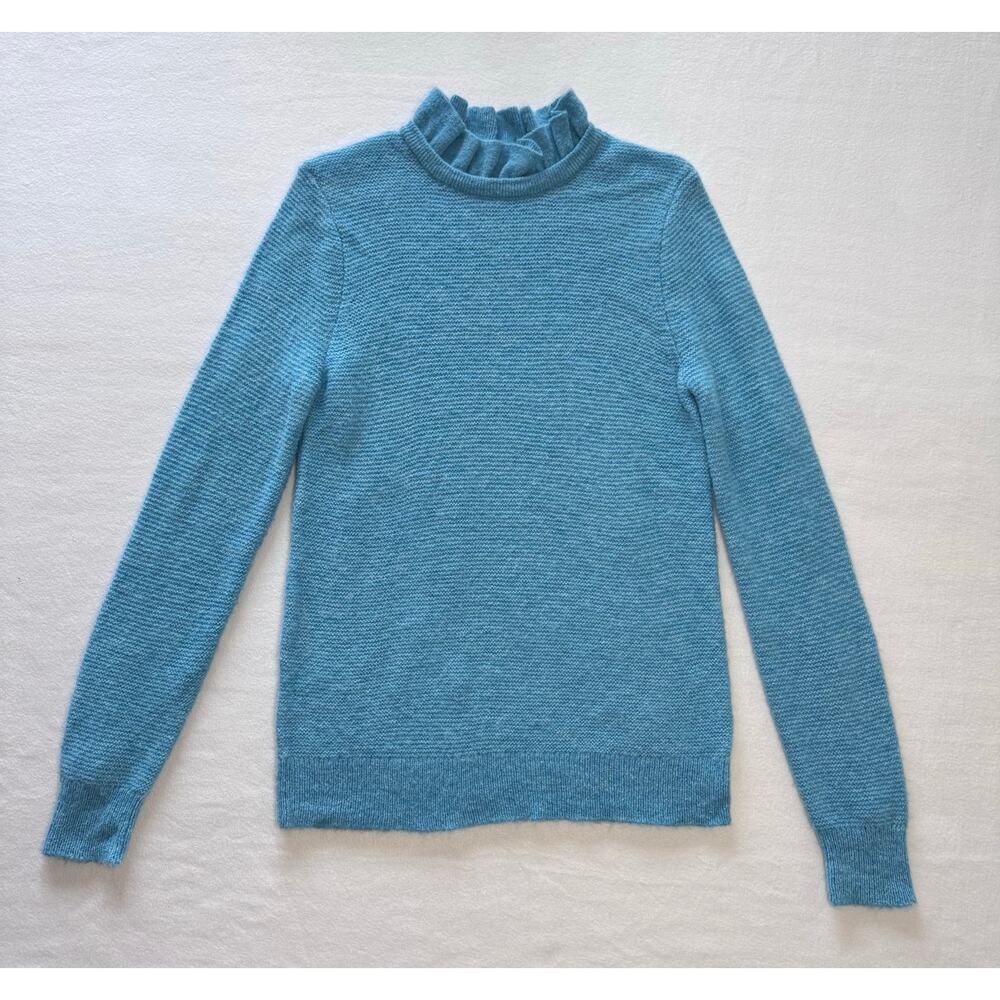 Blue Knit J. Crew Casual Ruffleneck Sweater